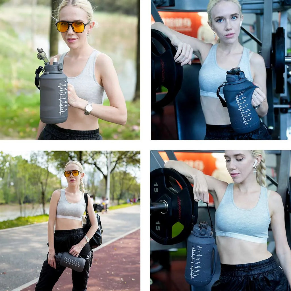 2L/64Oz Silicone Water Bottles Collapsible Travel Water Bottle Roll up Foldable Water Bottles with Straws Travel Camping Hiking