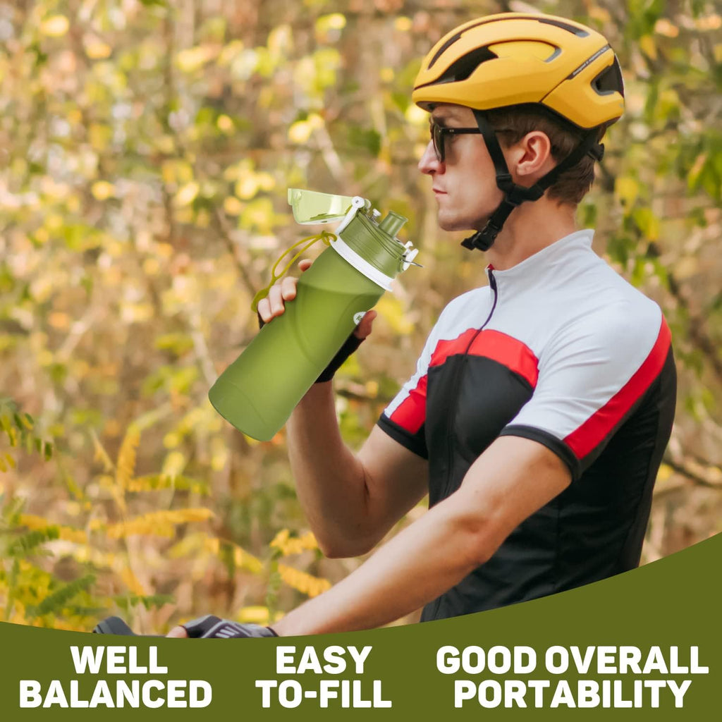 Collapsible Silicone Water Bottles-750Ml,Medical Grade,Bpa Free Travel Water Bottle Can Roll Up,26Oz,Leak Proof Foldable Sports & Outdoor Water Bottles