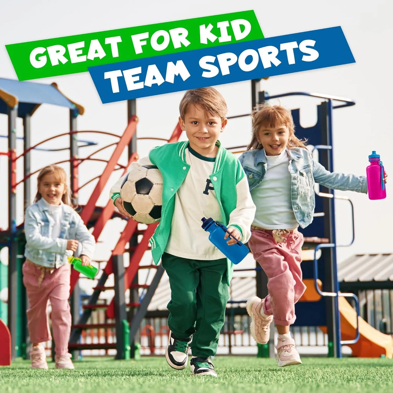 Bulk Water Bottles for Kids - (Pack of 12) 18 Oz - 7.5 Inch Bpa-Free Plastic Water Bottles with Pop-Up Tops & Handles for Summer, Reusable Water Bottles Bulk for School