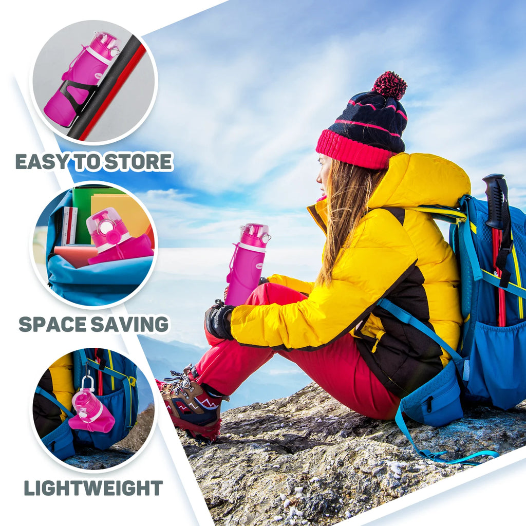 Collapsible Silicone Water Bottles-750Ml,Medical Grade,Bpa Free Travel Water Bottle Can Roll Up,26Oz,Leak Proof Foldable Sports & Outdoor Water Bottles