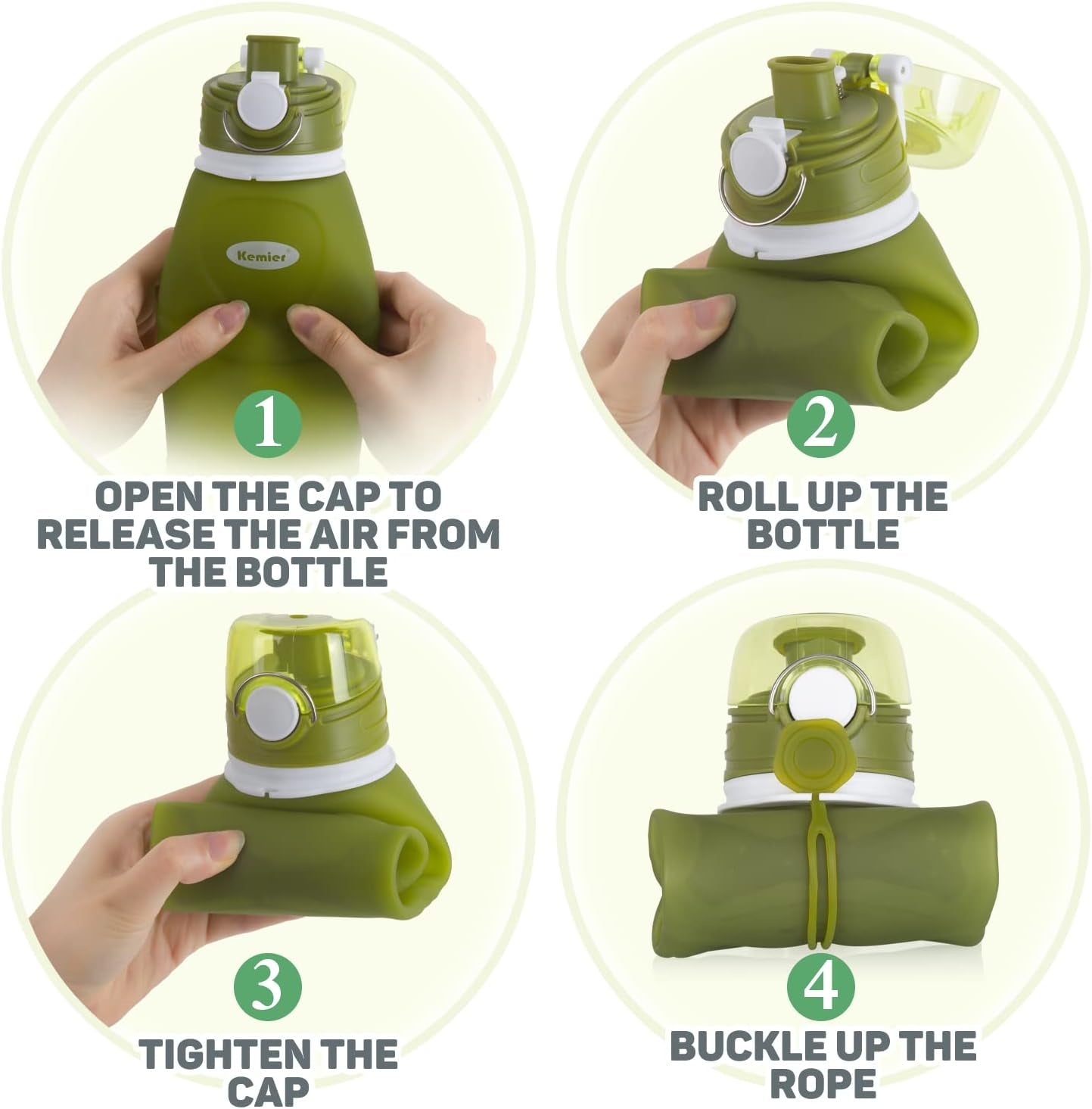 Collapsible Silicone Water Bottles-750Ml,Medical Grade,Bpa Free Travel Water Bottle Can Roll Up,26Oz,Leak Proof Foldable Sports & Outdoor Water Bottles