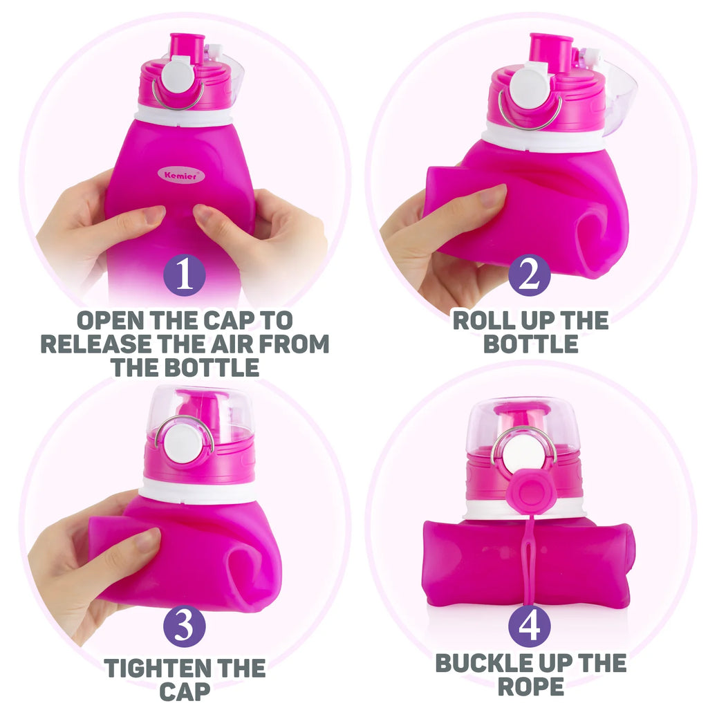 Collapsible Silicone Water Bottles-750Ml,Medical Grade,Bpa Free Travel Water Bottle Can Roll Up,26Oz,Leak Proof Foldable Sports & Outdoor Water Bottles