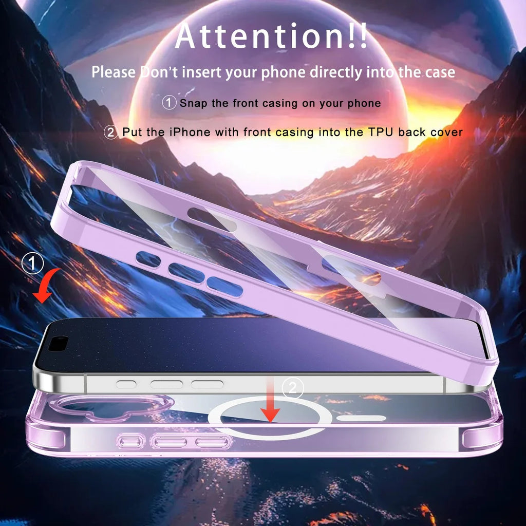 Iphone 17 Case with Built-In Screen Protector,Iphone 17 Magnetic Case Compatible with Magsafe, Clear Slim Shockproof Anti-Scratch Protective Cover for Iphone 17
