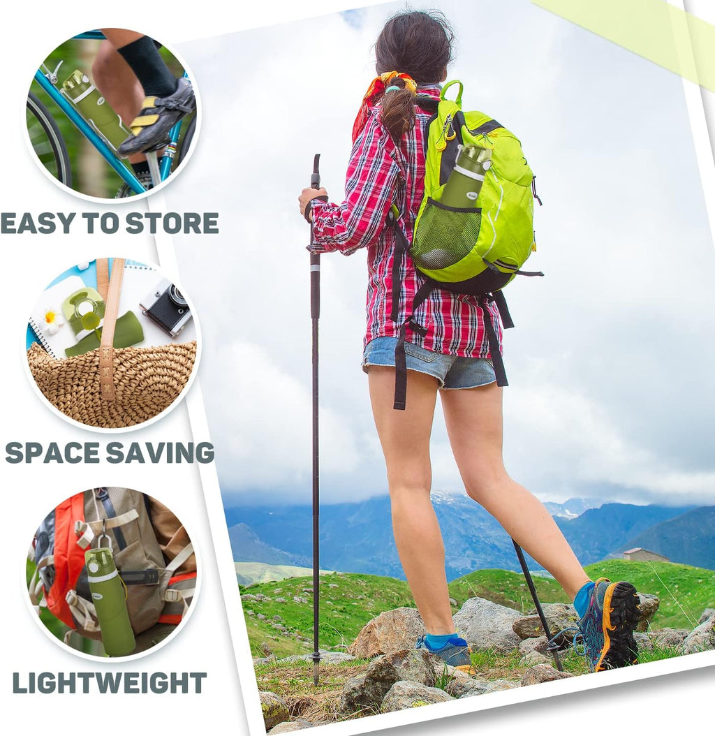 Collapsible Silicone Water Bottles-750Ml,Medical Grade,Bpa Free Travel Water Bottle Can Roll Up,26Oz,Leak Proof Foldable Sports & Outdoor Water Bottles