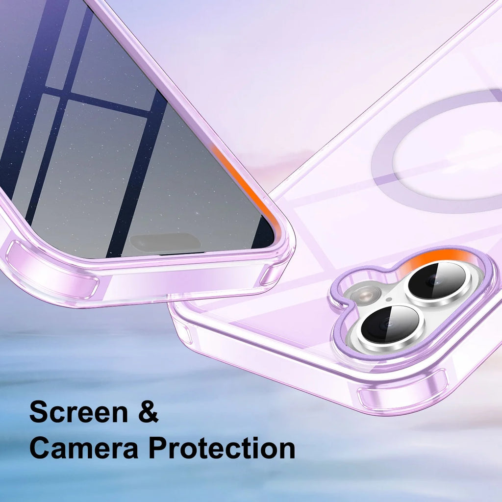 Iphone 17 Case with Built-In Screen Protector,Iphone 17 Magnetic Case Compatible with Magsafe, Clear Slim Shockproof Anti-Scratch Protective Cover for Iphone 17