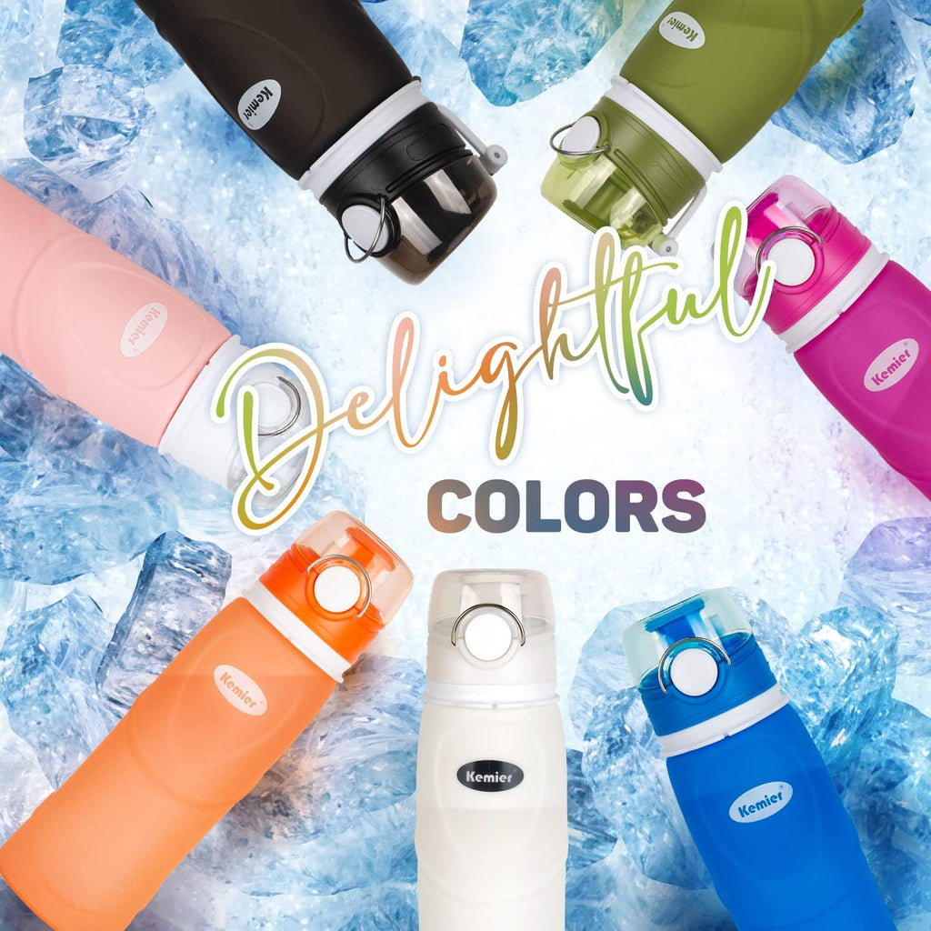 Collapsible Silicone Water Bottles-750Ml,Medical Grade,Bpa Free Travel Water Bottle Can Roll Up,26Oz,Leak Proof Foldable Sports & Outdoor Water Bottles