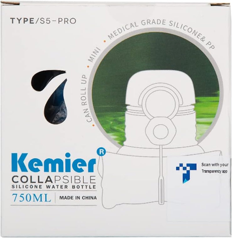 Collapsible Silicone Water Bottles-750Ml,Medical Grade,Bpa Free Travel Water Bottle Can Roll Up,26Oz,Leak Proof Foldable Sports & Outdoor Water Bottles